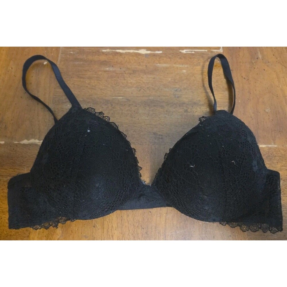 Victoria's Secret Dream Angels Lined Demi Bra 32 C Black Lace